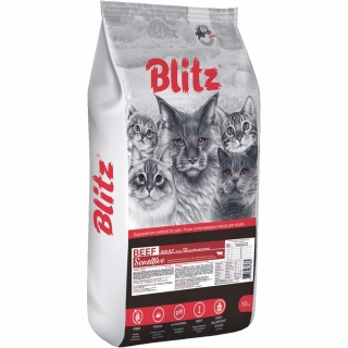 Сухой корм BLITZ Sensitive Adult Cat Beef для взрослых кошек (Говядина)